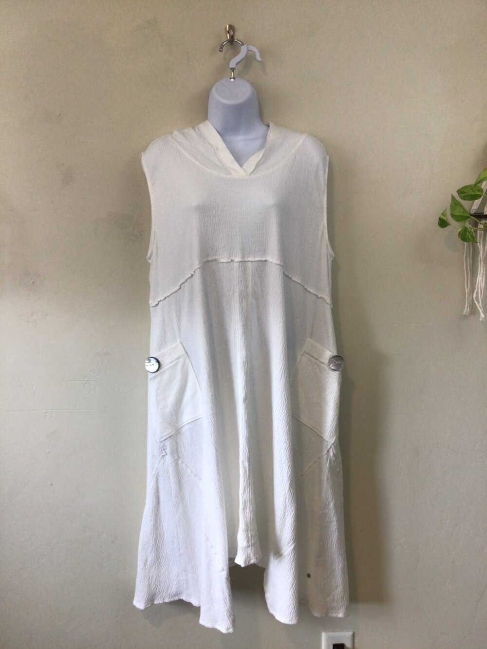 Neon Buddha White Layered Sleeveless Hooded Dress Size XL